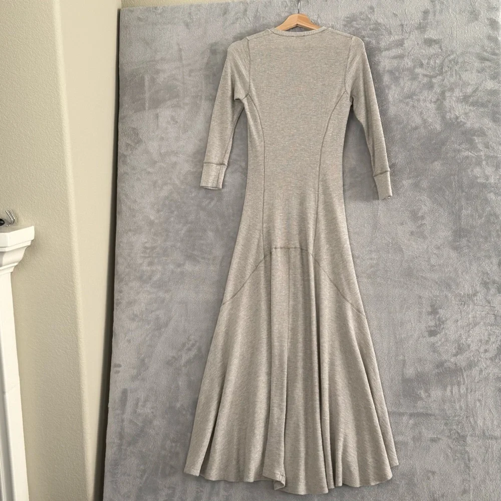 Polo Ralph Lauren Henley Maxi Style Long Dress Grey Medium Thermal  Waffle - Picture 6 of 15